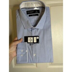 - Primark Mens Blue Long Sleeve Slim Fit Easy Iron Shirt Size Large NWT